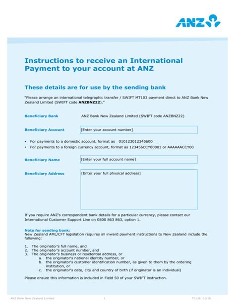 anz receive an overseas payment.